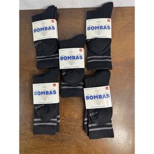 Bombas Socks Mens Medium Black Cushioned Crew Lot 5 Pairs Athletic New M